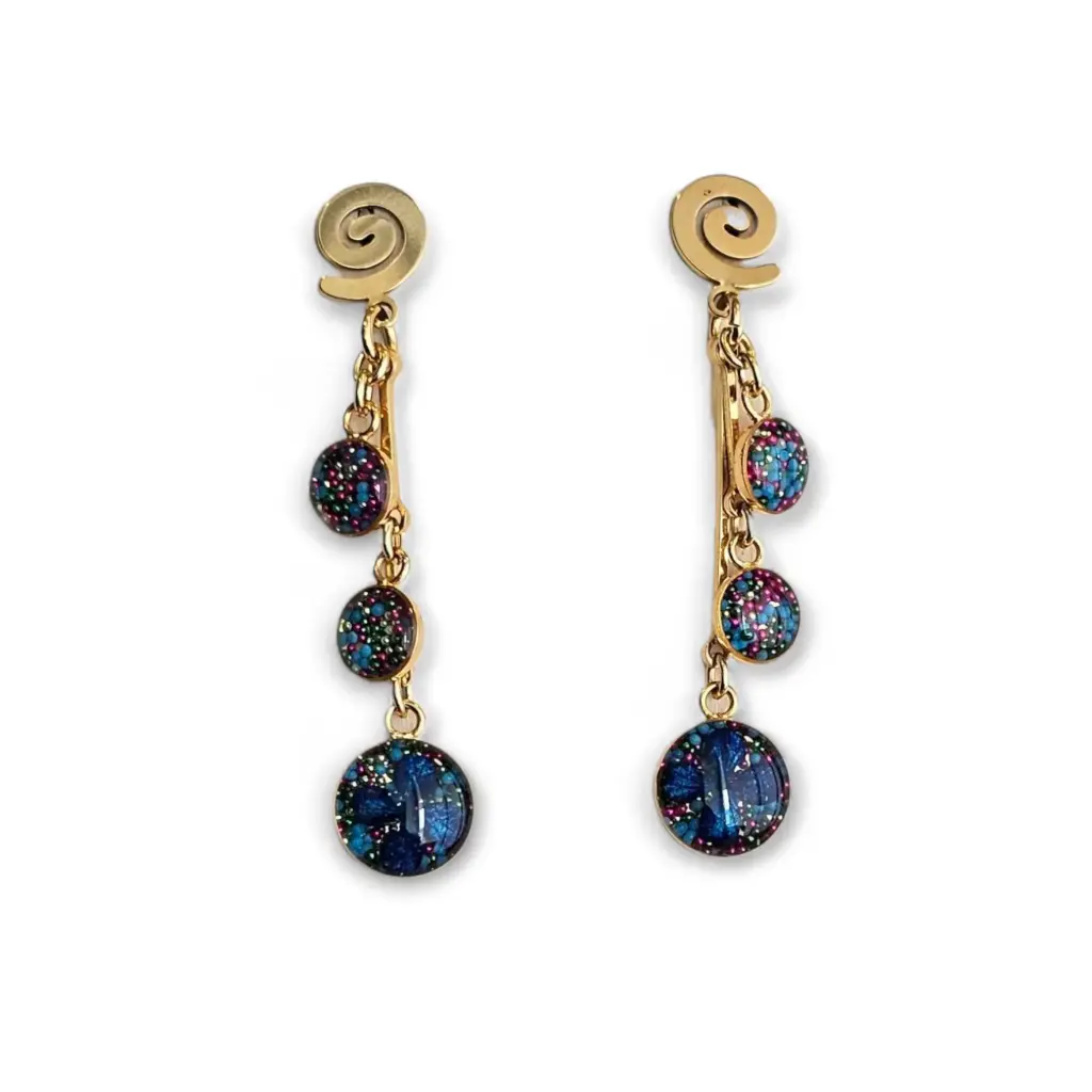 Arete Gota Flor Natural y Caviar Dorado - C1