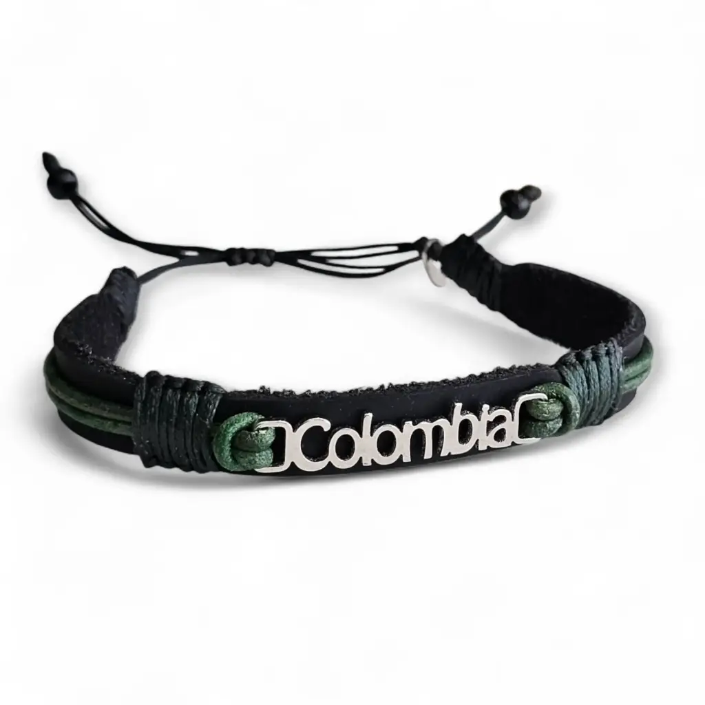 Pulsera Colombia Cuero y Acero - PA6