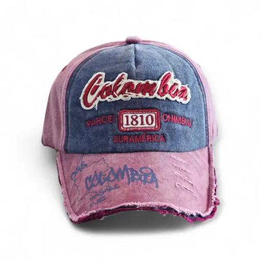 Gorra Beisbolera Colombia Indigo y Rosa