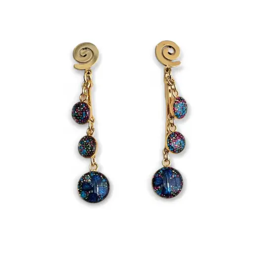 Arete Gota Flor Natural y Caviar Dorado - C1