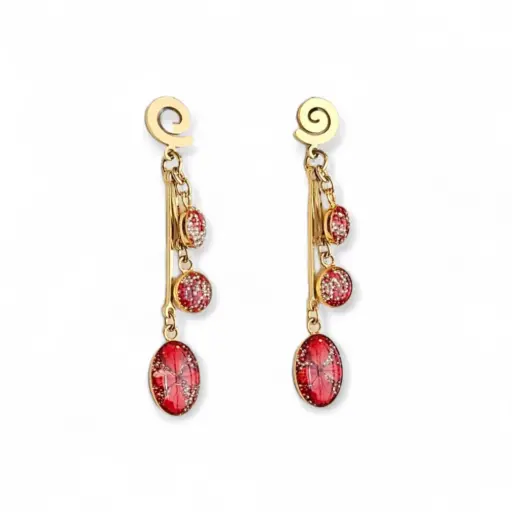 Arete Gota Flor Natural y Caviar Dorado - C2