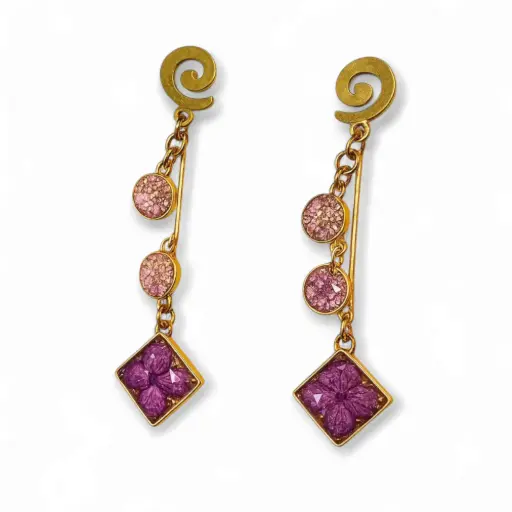 Arete Gota Flor Natural y Caviar Dorado - C3