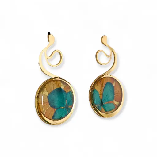 Arete Gota Flor Natural Dorado - C8