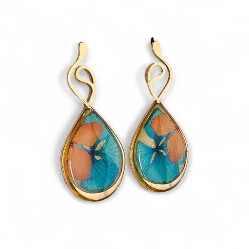 Arete Gota Flor Natural Dorado - C9