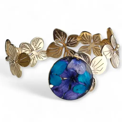 Brazalete Dorado Flor Natural - B1