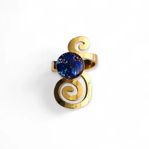 Anillo Artesanal Dorado Flor Natural - A3