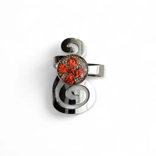 Anillo Artesanal Plateado Flor Natural - A11
