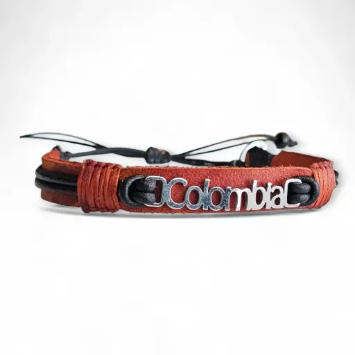 Pulsera Colombia Cuero y Acero - PA1
