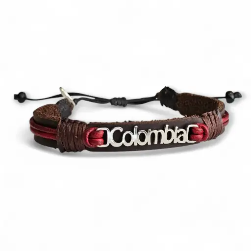 Pulsera Colombia Cuero y Acero - PA2