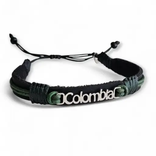 Pulsera Colombia Cuero y Acero - PA6