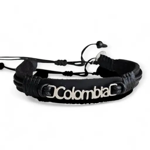 Pulsera Colombia Cuero y Acero - PA8