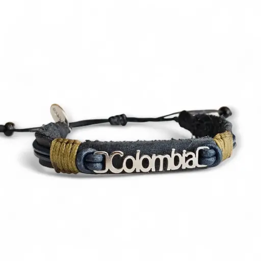 Pulsera Colombia Cuero y Acero - PA10